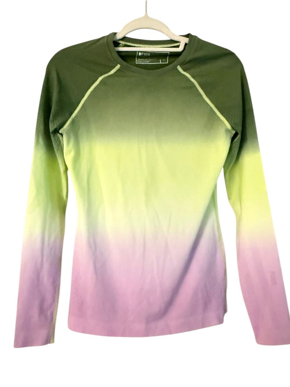 FIGS Salta Seamless Ombre Long Sleeve Underscrub Top Green Purple NWT Large